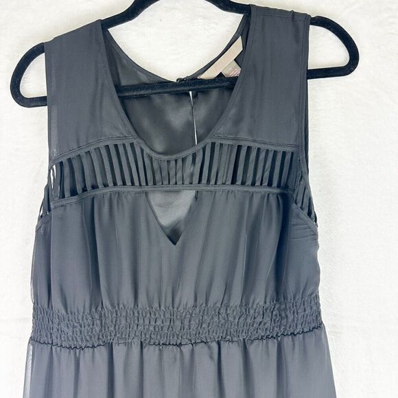 Fynn & Rose Cage Detail Sleeveless Maxi Dress Size 16 Black Chiffon - Picture 3 of 8